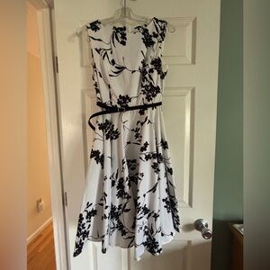 Grace Karin Black and White Sleeveless Fit and Flare Dress